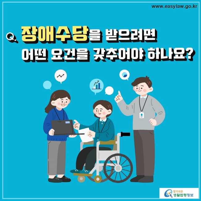 Q. 장애수당을 받으려면 
    어떤 요건을 갖추어야 하나요?