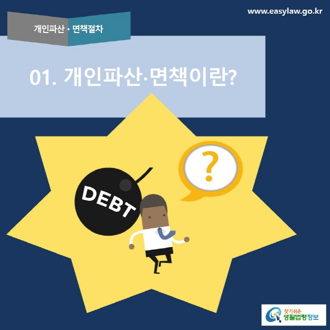 개인파산ㆍ면책절차 01.개인파산과 면책찾기 쉬운 생활법령정보 로고, www.easylaw.go.kr