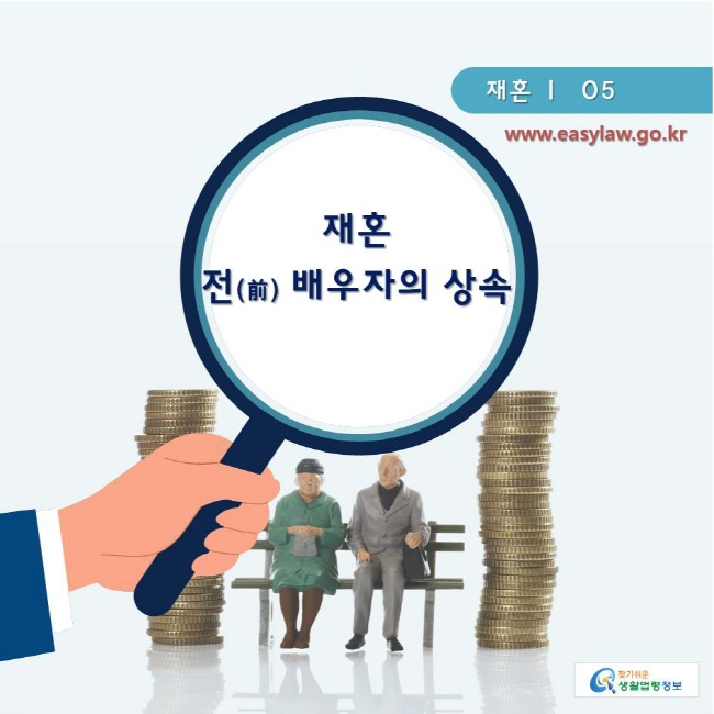 찾기쉬운생활법령정보 www.easylaw.go.kr 
재혼 ㅣ  05 
재혼 전(前) 배우자의 상속 