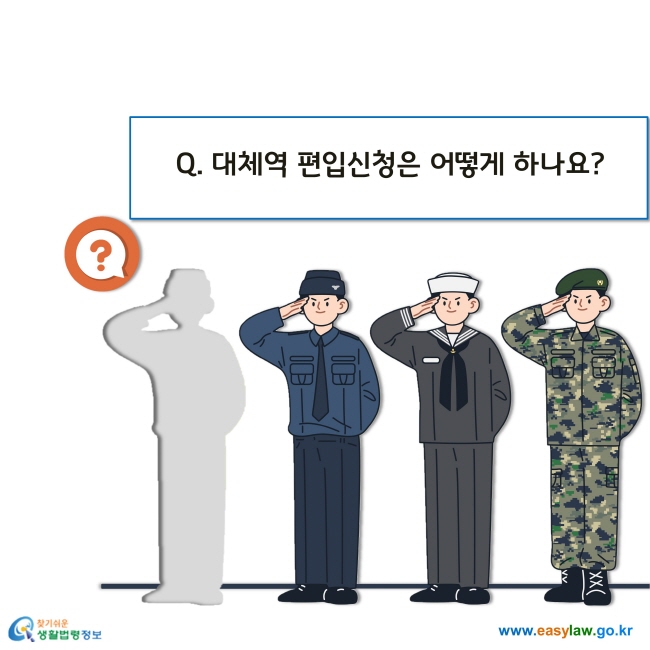 Q. 대체역 편입신청은 어떻게 하나요? 