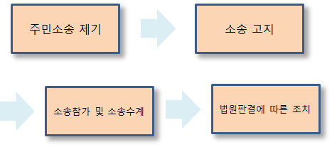 주민소송의 진행절차를 설명한 그림입니다.