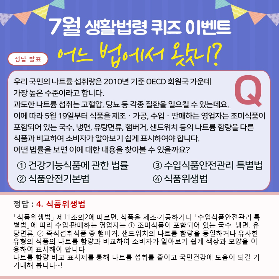 생활법령 퀴즈 이벤트 정답 발표 7월 생활법령 퀴즈 이벤트 정답 발표