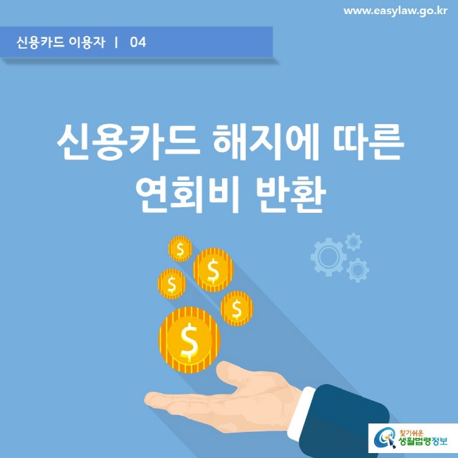 신용카드 이용자 ㅣ  04  www.easylaw.go.kr  신용카드 해지에 따른 연회비 반환  찾기쉬운 생활법령정보 로고 