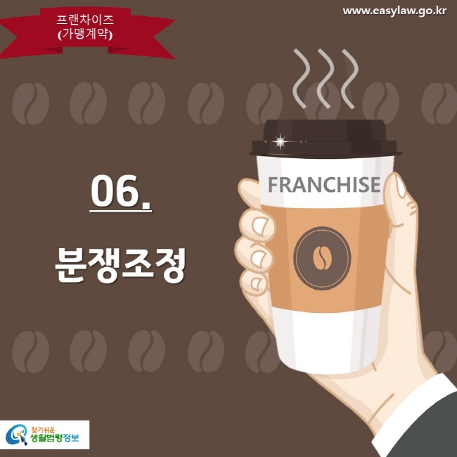 프랜차이즈(가맹계약) www.easylaw.go.kr 06. 분쟁조정 찾기쉬운 생활법령정보