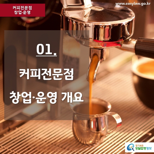 커피전문점 창업·운영 www.easylaw.go.kr 01. 커피전문점 창업·운영 개요 찾기쉬운 생활법령정보