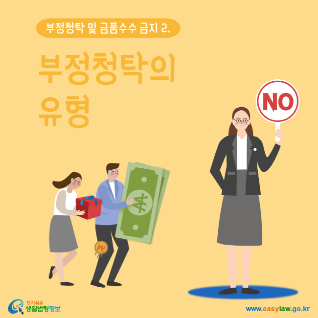 부정청탁 및 금품수수 금지 2. 부정청탁의 유형 찾기 쉬운 생활법령정보 www.easylaw.go.kr