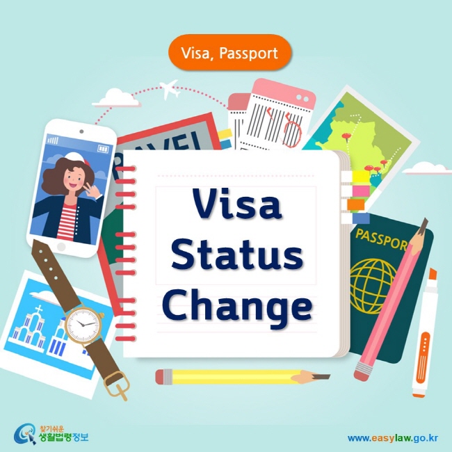 Visa, Passport  Visa Status Change   www.easylaw.go.kr  찾기쉬운 생활법령정보 로고