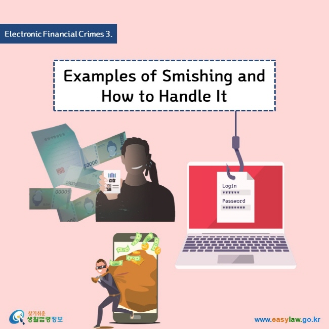 Electronic Financial Crimes 3. Examples of Smishing and How to Handle It  www.easylaw.go.kr 