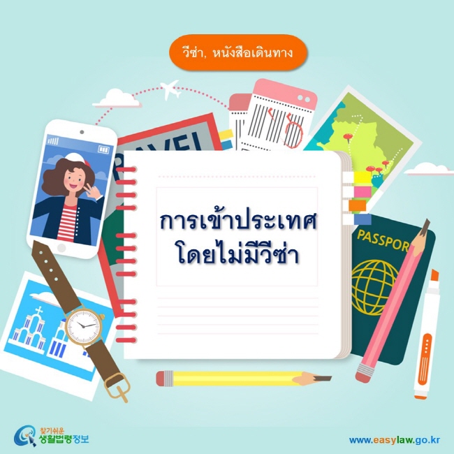 วีซ่า, หนังสือเดินทาง การเข้าประเทศโดยไม่มีวีซ่า www.easylaw.go.kr