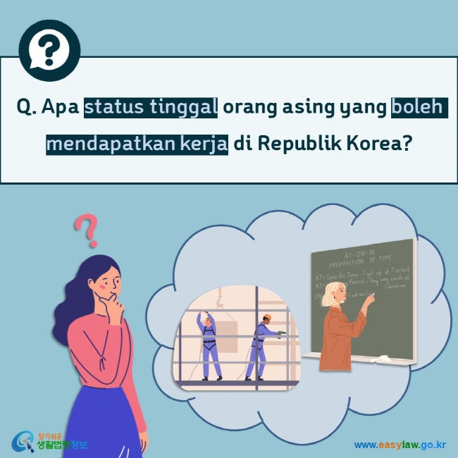 Q. Apa status tinggal orang asing yang boleh mendapatkan kerja di Republik Korea?