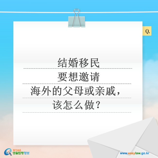结婚移民要想邀请海外的父母或亲戚，该怎么做？
