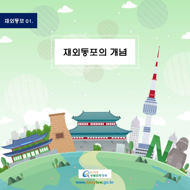 재외동포 01. 재외동포의 개념
www.easylaw.go.kr 찾기 쉬운 생활법령정보 로고