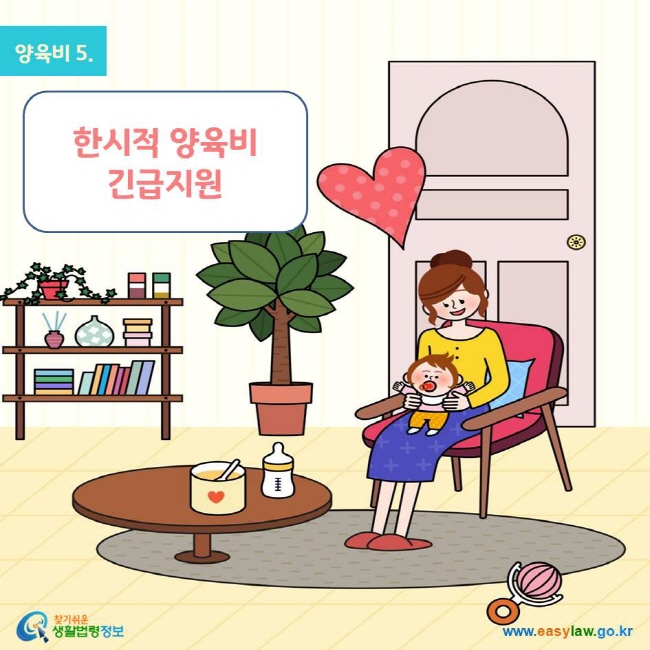 양육비 5. 한시적 양육비 긴급지원 www.easylaw.go.kr 찾기쉬운 생활법령정보 로고