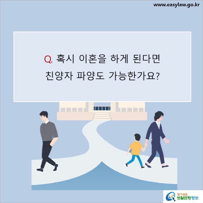 www.easylaw.go.kr Q. 혹시 이혼을 하게 된다면 친양자 파양도 가능한가요? 