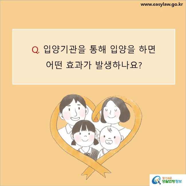 www.easylaw.go.kr Q. 입양기관을 통해 입양을 하면 어떤 효과가 발생하나요? 