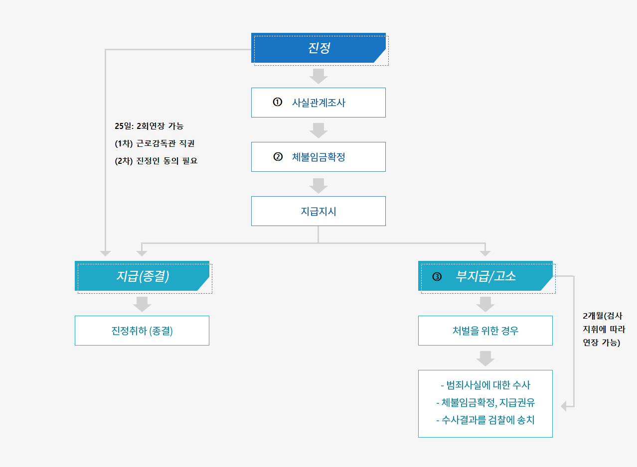 진정 고소의 처리절차를 그림으로 설명하고 있습니다.