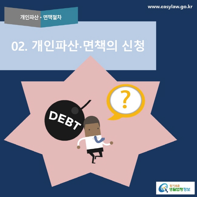 개인파산ㆍ면책절차 02. 개인파산∙면책의 신청찾기 쉬운 생활법령정보 로고, www.easylaw.go.kr
