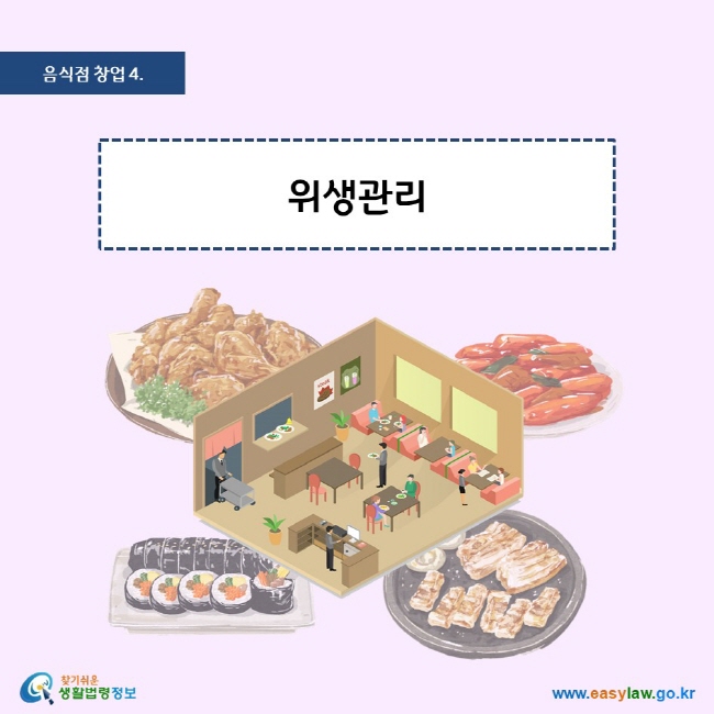 음식점 창업 4. 위생관리 찾기쉬운 생활법령정보 로고 www.easylaw.go.kr