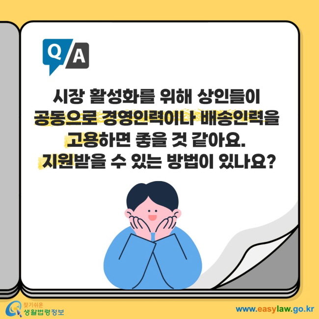 시장 활성화를 위해 상인들이 공동으로 경영인력이나 배송인력을 고용하면 좋을 것 같아요. 지원받을 수 있는 방법이 있나요?