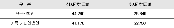 구분 상시간병급여 수시간병급여
