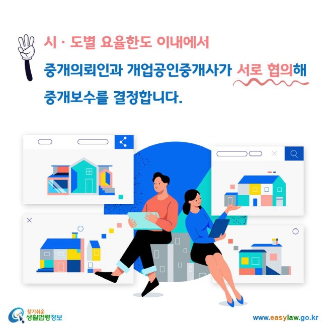 시ㆍ도별 요율한도 이내에서 중개의뢰인과 개업공인중개사가 서로 협의해 중개보수를 결정합니다. 