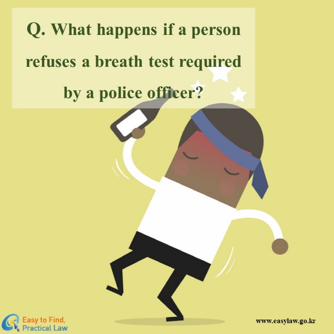 Q. What happens if a person refuses a breath test required by a police officer?