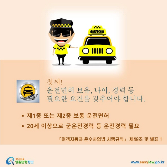 운전면허 보유, 나이, 경력 등  필요한 요건을 갖추어야 합니다.