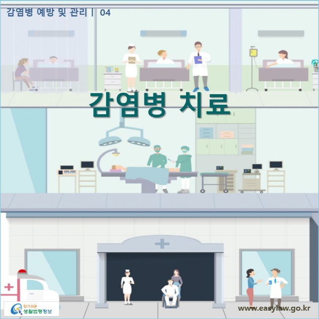 감염병 예방 및 관리 | 04 감염병 치료  www.easylaw.go.kr 찾기쉬운 생활법령정보 로고