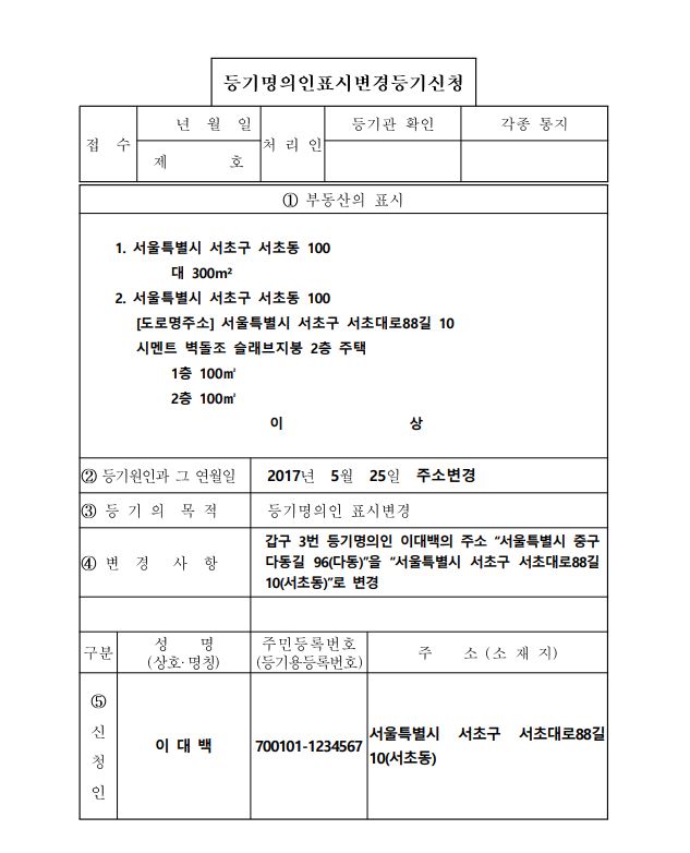 [7-3-1]등기명의인표시변경등기신청양식(1)