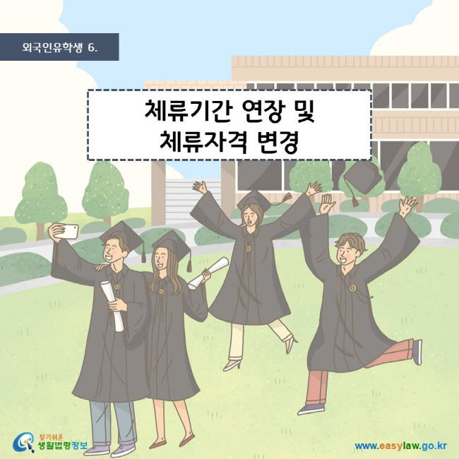 외국인유학생 6. 체류기간 연장 및 체류자격 변경 찾기쉬운생활법령정보 로고 www.easylaw.go.kr