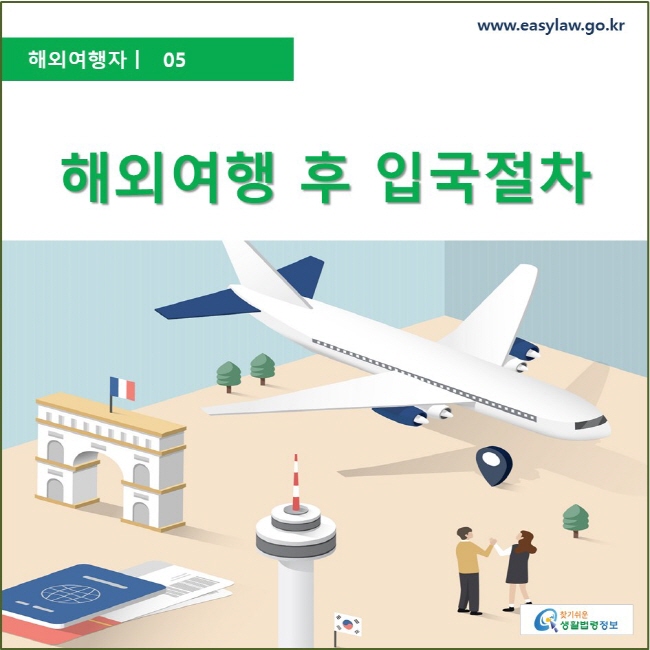 해외여행자  ㅣ  05 해외여행 후 입국절차 www.easylaw.go.kr 찾기 쉬운 생활법령정보 로고
