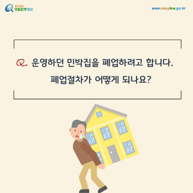 Q.  운영하던 민박집을 폐업하려고 합니다. 폐업절차가 어떻게 되나요?