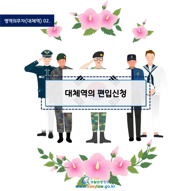 병역의무자(대체역) | 02 대체역의 편입신청 www.easylaw.go.kr 찾기쉬운 생활법령정보 로고