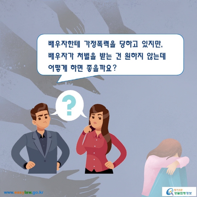 배우자한테 가정폭력을 당하고 있지만, 배우자가 처벌을 받는 건 원하지 않는데 어떻게 하면 좋을까요?