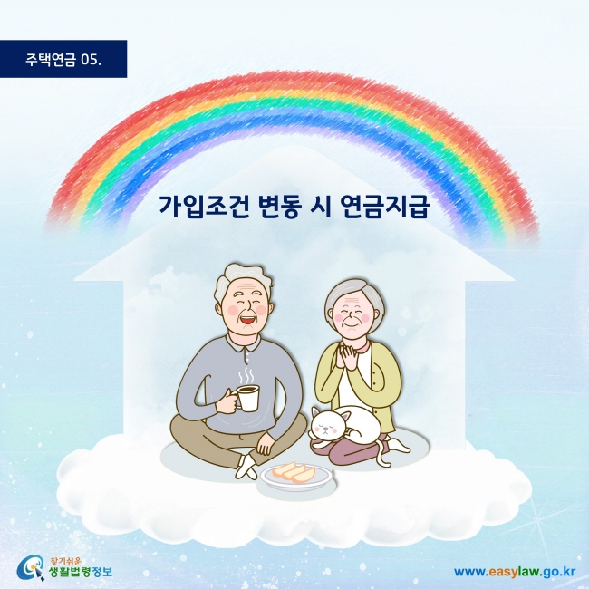 주택연금 | 05가입조건 변동 시 연금지급www.easylaw.go.kr찾기 쉬운 생활법령정보 로고