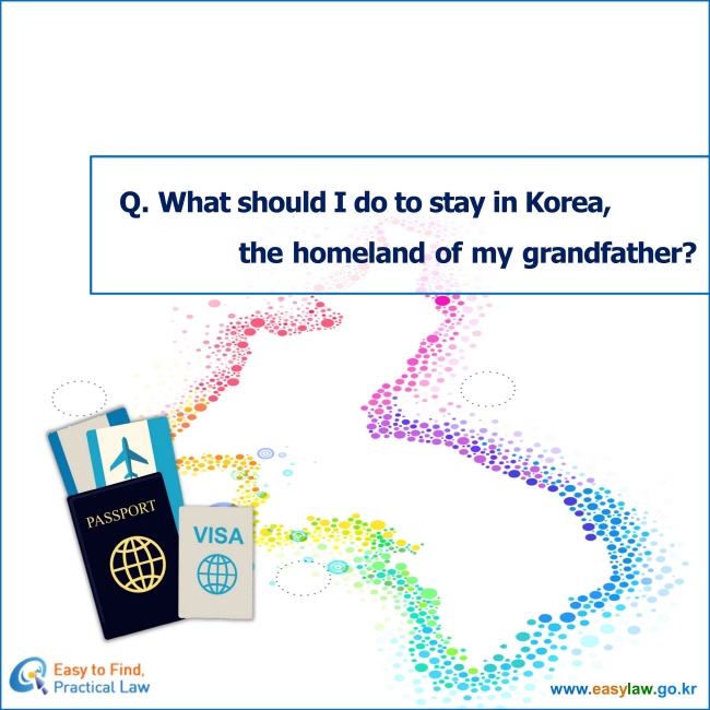 What should I do to stay in Korea, the homeland of my grandfather?
