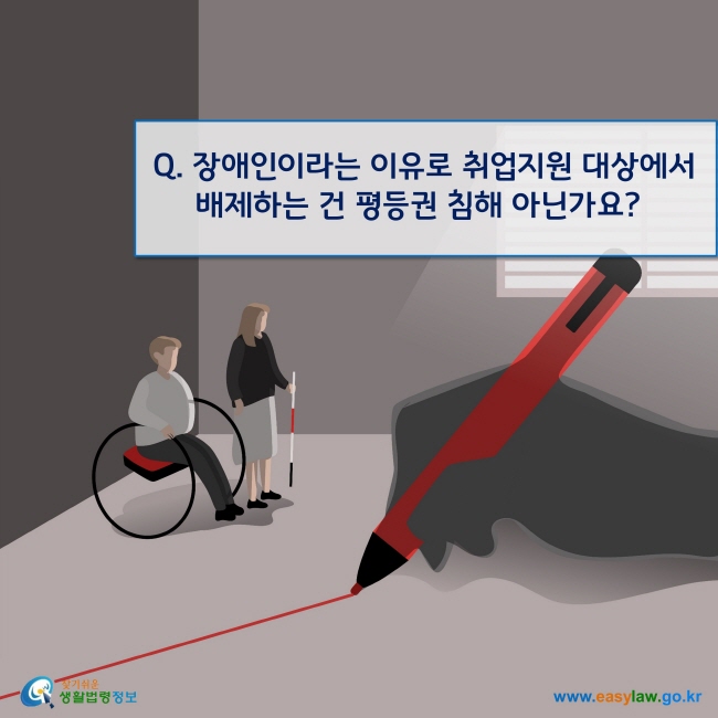 Q. 장애인이라는 이유로 취업지원 대상에서 배제하는 건 평등권 침해 아닌가요?